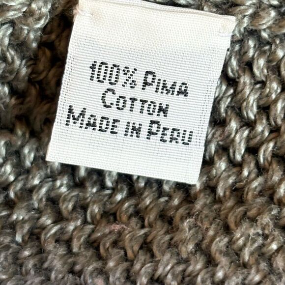 Peruvian Connection Pima Cotton Cardigan Sweater Olive Green Gray Woman Large XL - Picture 9 of 9